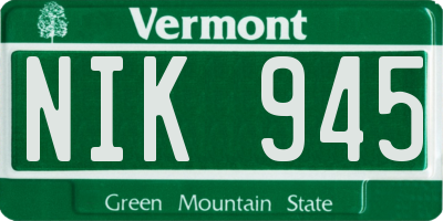 VT license plate NIK945