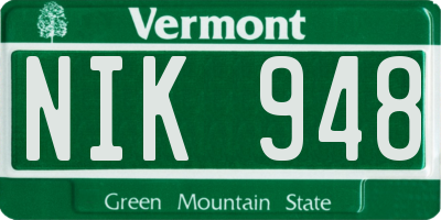VT license plate NIK948