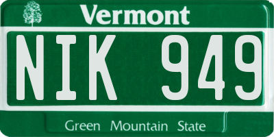 VT license plate NIK949
