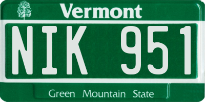 VT license plate NIK951