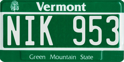 VT license plate NIK953
