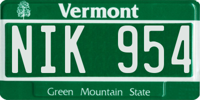 VT license plate NIK954