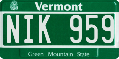 VT license plate NIK959