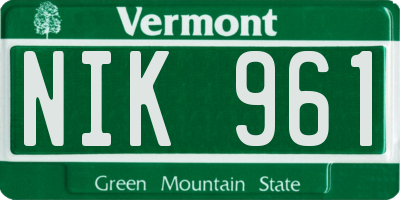 VT license plate NIK961