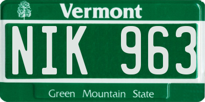 VT license plate NIK963