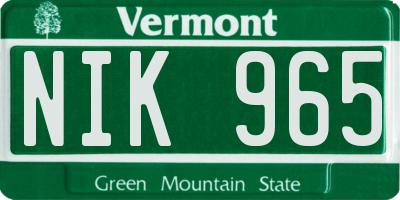 VT license plate NIK965