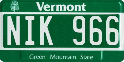 VT license plate NIK966