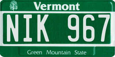 VT license plate NIK967