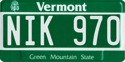 VT license plate NIK970