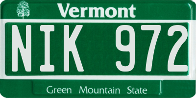 VT license plate NIK972