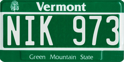VT license plate NIK973