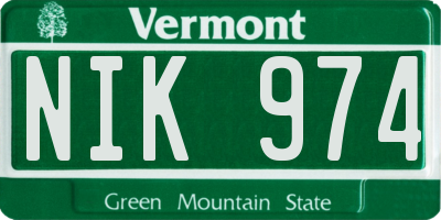 VT license plate NIK974