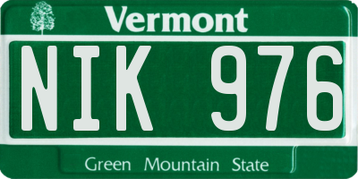 VT license plate NIK976