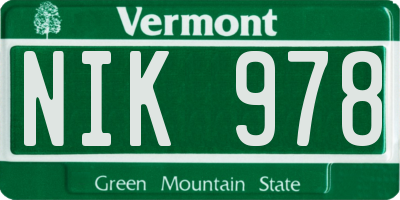 VT license plate NIK978