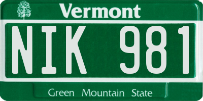 VT license plate NIK981