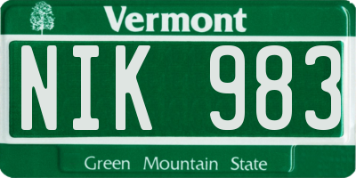 VT license plate NIK983