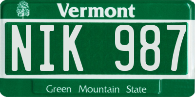 VT license plate NIK987
