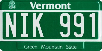 VT license plate NIK991