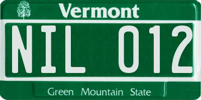 VT license plate NIL012