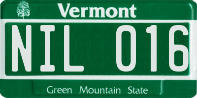 VT license plate NIL016