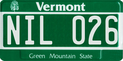 VT license plate NIL026