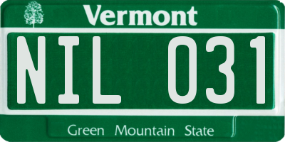 VT license plate NIL031