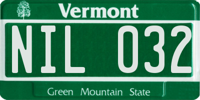VT license plate NIL032