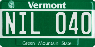 VT license plate NIL040