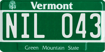 VT license plate NIL043