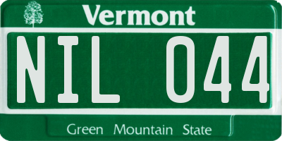VT license plate NIL044