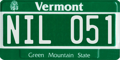 VT license plate NIL051
