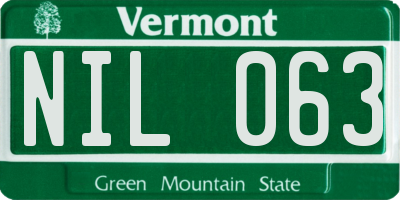 VT license plate NIL063