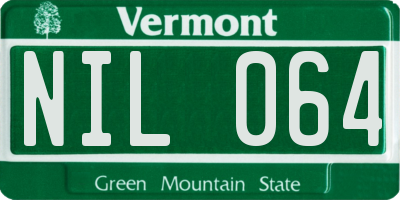VT license plate NIL064