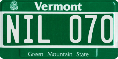 VT license plate NIL070