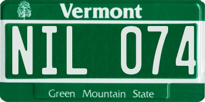 VT license plate NIL074