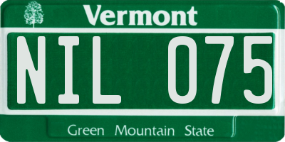 VT license plate NIL075