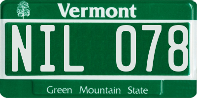 VT license plate NIL078