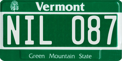 VT license plate NIL087