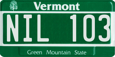 VT license plate NIL103