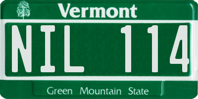 VT license plate NIL114