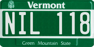 VT license plate NIL118