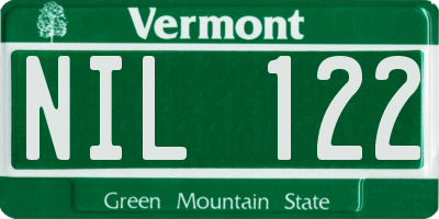 VT license plate NIL122