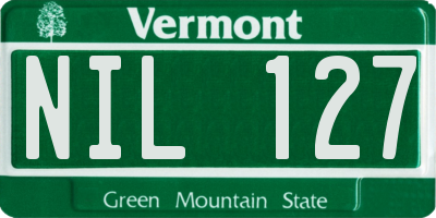 VT license plate NIL127