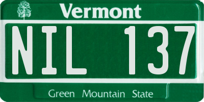 VT license plate NIL137