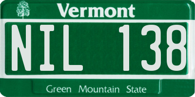 VT license plate NIL138