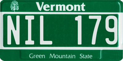 VT license plate NIL179