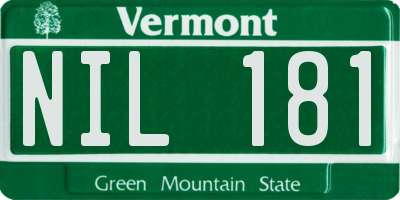 VT license plate NIL181