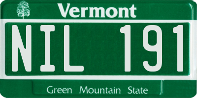 VT license plate NIL191