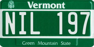 VT license plate NIL197