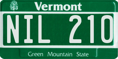 VT license plate NIL210